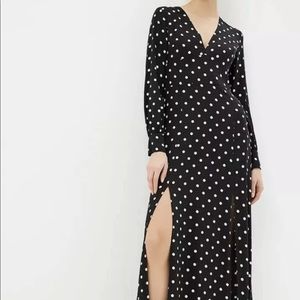 New Guess Long Maxi Polka Dot Slit Dress Small